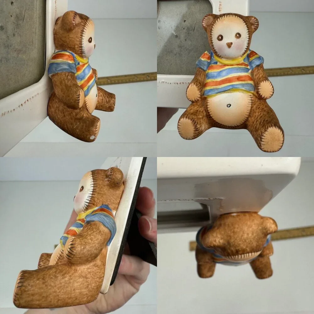 Vtg Terragrafics Kid Bear Teddy Miniature Tabletop Pic Frame Square Minimal READ
